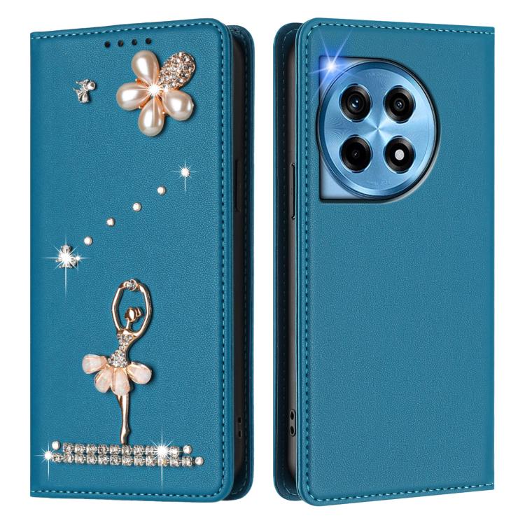 For OnePlus 12 5G Global Ballet Girl Diamond Studded RFID Vegan Leather Phone Case