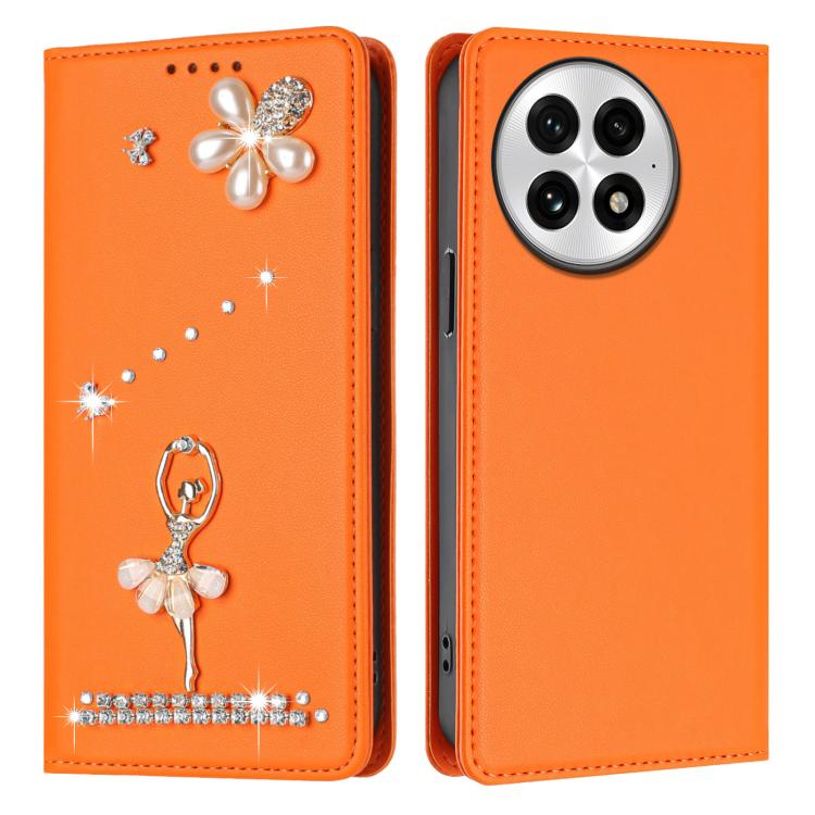 For OnePlus 13 Ballet Girl Diamond Studded RFID Vegan Leather Phone Case