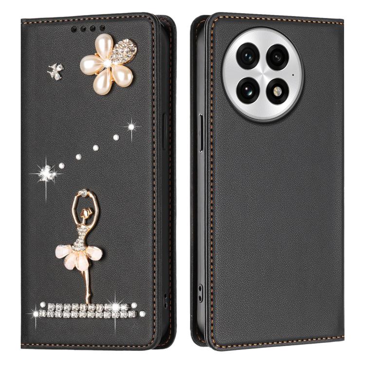 For OnePlus 13 Ballet Girl Diamond Studded RFID Vegan Leather Phone Case