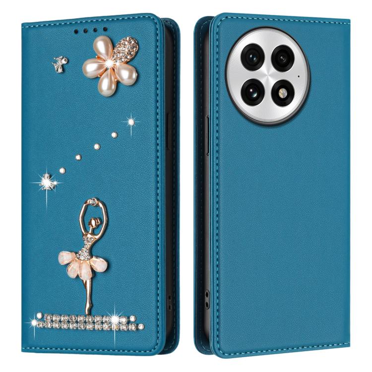 For OnePlus 13 Ballet Girl Diamond Studded RFID Vegan Leather Phone Case