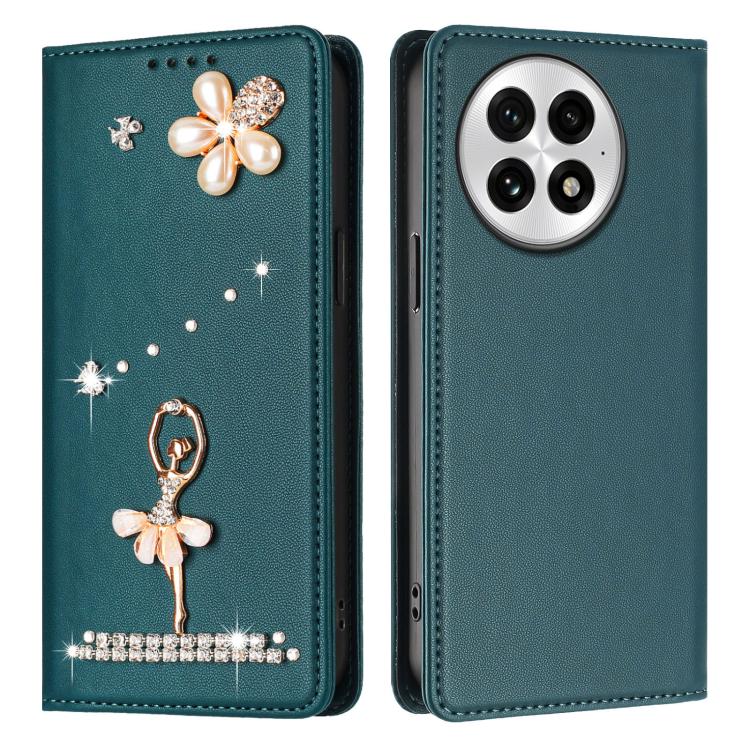 For OnePlus 13 Ballet Girl Diamond Studded RFID Vegan Leather Phone Case