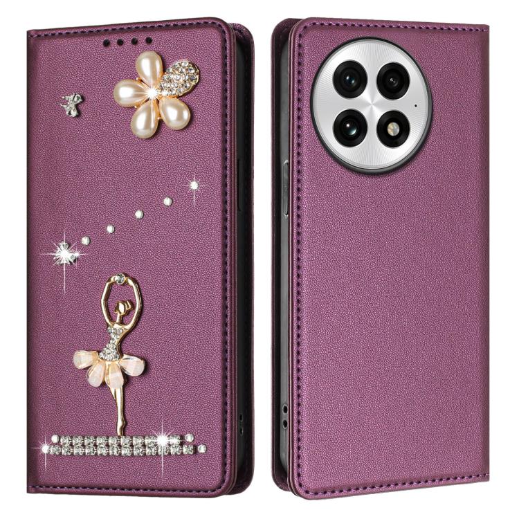 For OnePlus 13 Ballet Girl Diamond Studded RFID Vegan Leather Phone Case