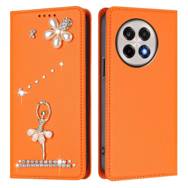 For OnePlus 13R / Ace 5 Pro Ballet Girl Diamond Studded RFID Vegan Leather Phone Case
