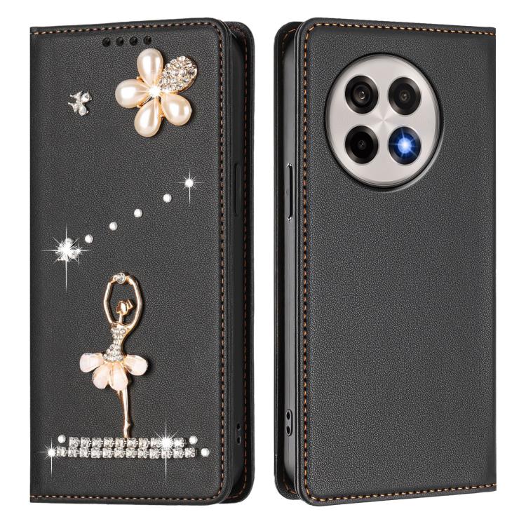 For OnePlus 13R / Ace 5 Pro Ballet Girl Diamond Studded RFID Vegan Leather Phone Case
