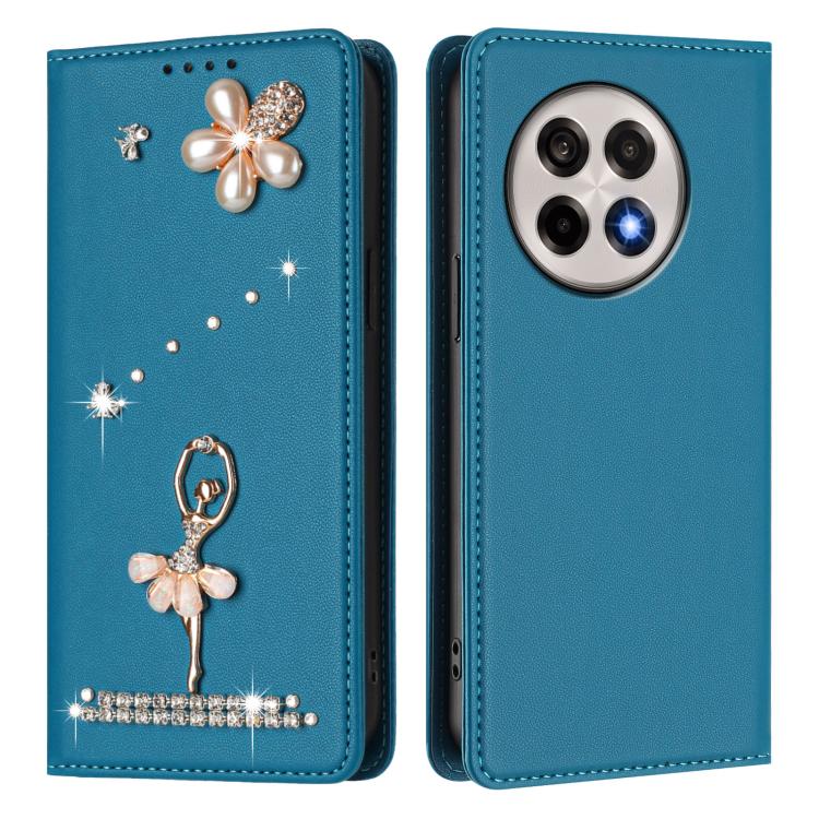 For OnePlus 13R / Ace 5 Pro Ballet Girl Diamond Studded RFID Vegan Leather Phone Case
