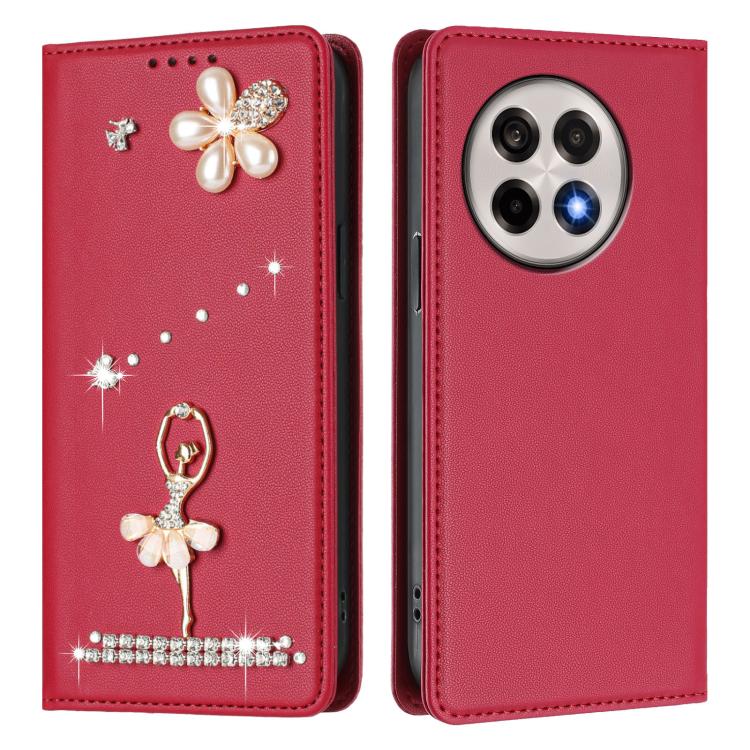 For OnePlus 13R / Ace 5 Pro Ballet Girl Diamond Studded RFID Vegan Leather Phone Case