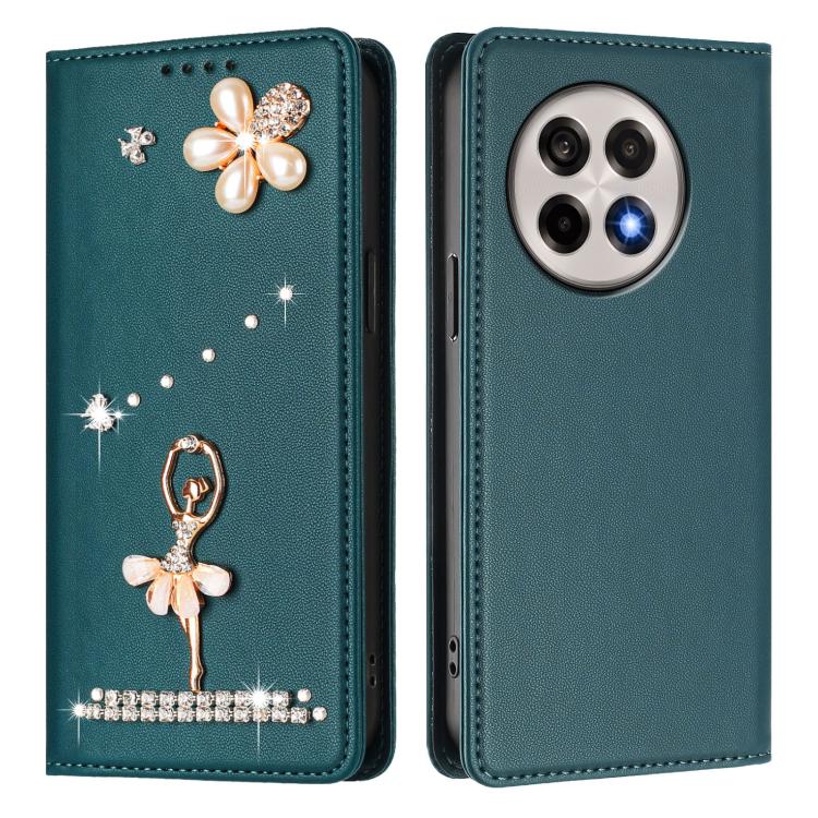 For OnePlus 13R / Ace 5 Pro Ballet Girl Diamond Studded RFID Vegan Leather Phone Case