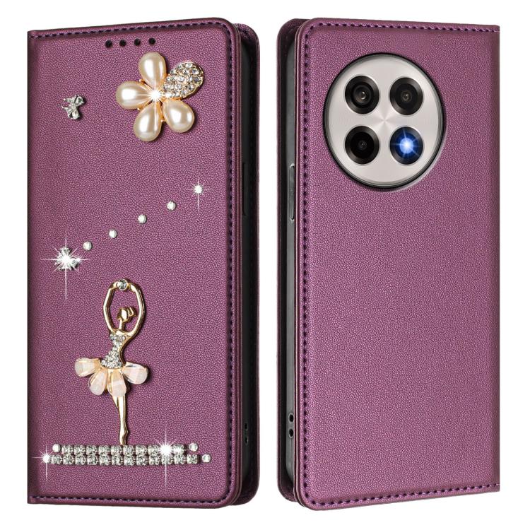 For OnePlus 13R / Ace 5 Pro Ballet Girl Diamond Studded RFID Vegan Leather Phone Case