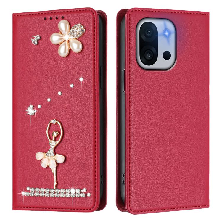 For OnePlus 13T Ballet Girl Diamond Studded RFID Vegan Leather Phone Case
