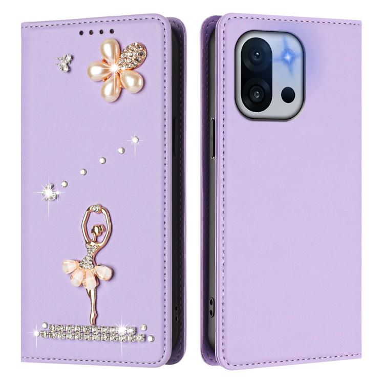 For OnePlus 13T Ballet Girl Diamond Studded RFID Vegan Leather Phone Case