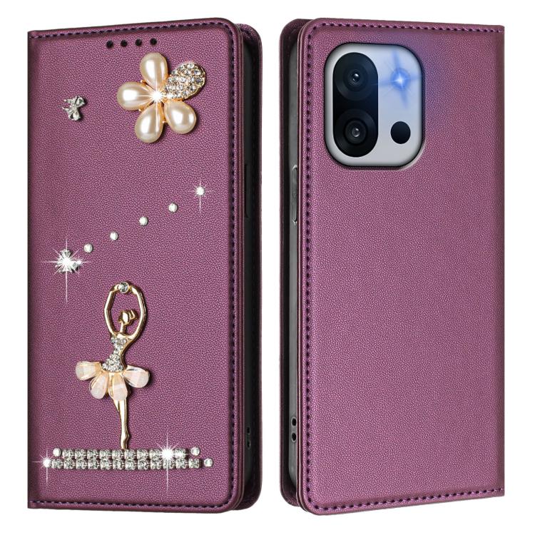 For OnePlus 13T Ballet Girl Diamond Studded RFID Vegan Leather Phone Case