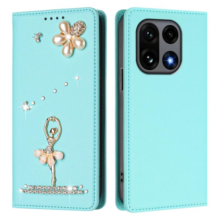 For OnePlus 15 Ballet Girl Diamond Studded RFID Vegan Leather Phone Case