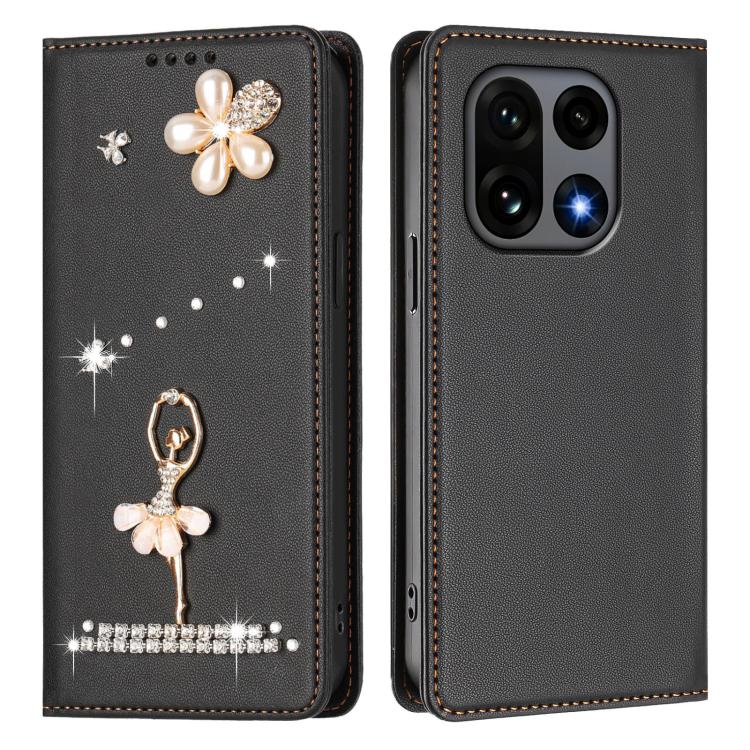 For OnePlus 15 Ballet Girl Diamond Studded RFID Vegan Leather Phone Case