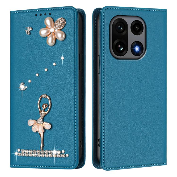 For OnePlus 15 Ballet Girl Diamond Studded RFID Vegan Leather Phone Case