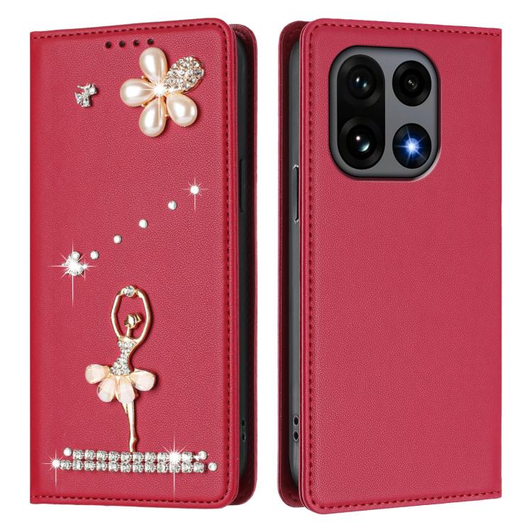 For OnePlus 15 Ballet Girl Diamond Studded RFID Vegan Leather Phone Case