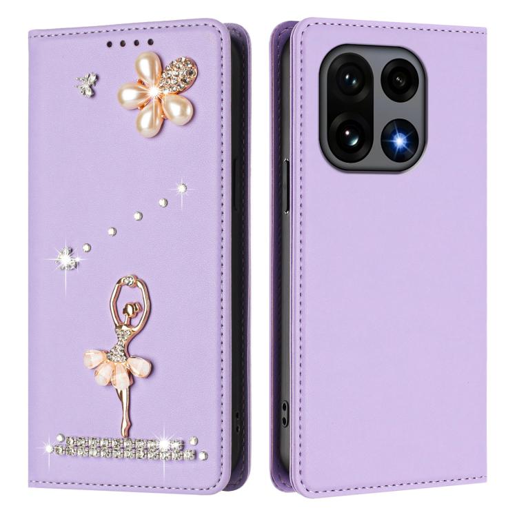 For OnePlus 15 Ballet Girl Diamond Studded RFID Vegan Leather Phone Case