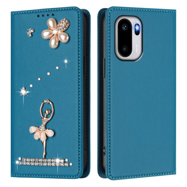 For OnePlus 15R Ballet Girl Diamond Studded RFID Vegan Leather Phone Case