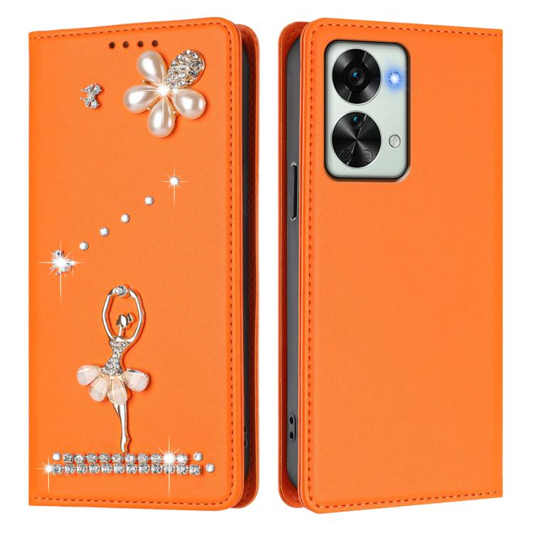 For OnePlus Nord 2T Ballet Girl Diamond Studded RFID Vegan Leather Phone Case