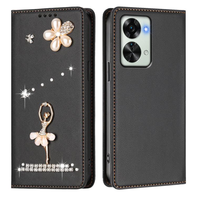 For OnePlus Nord 2T Ballet Girl Diamond Studded RFID Vegan Leather Phone Case
