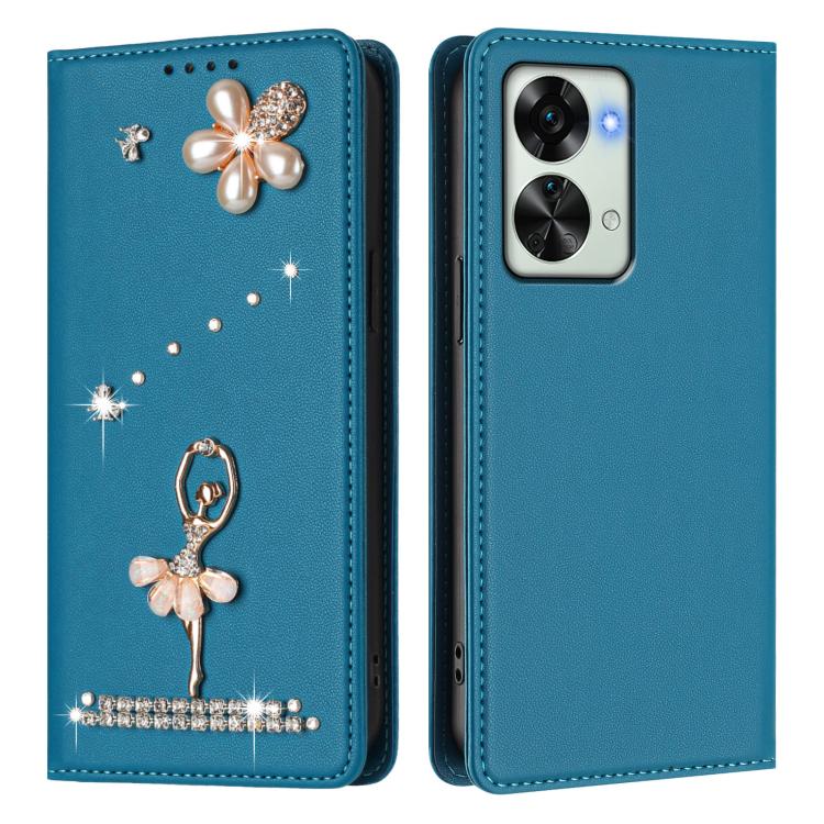 For OnePlus Nord 2T Ballet Girl Diamond Studded RFID Vegan Leather Phone Case