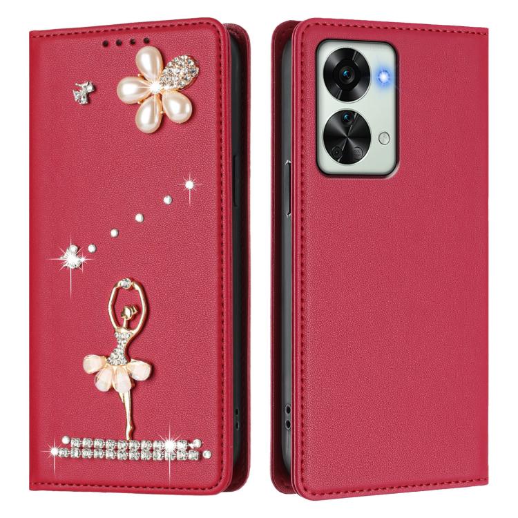For OnePlus Nord 2T Ballet Girl Diamond Studded RFID Vegan Leather Phone Case
