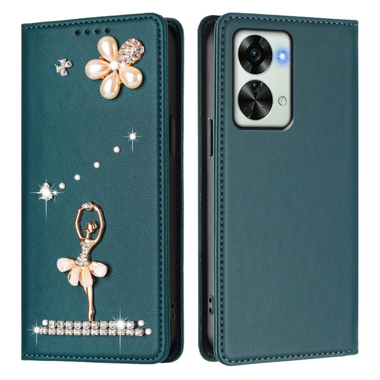For OnePlus Nord 2T Ballet Girl Diamond Studded RFID Vegan Leather Phone Case