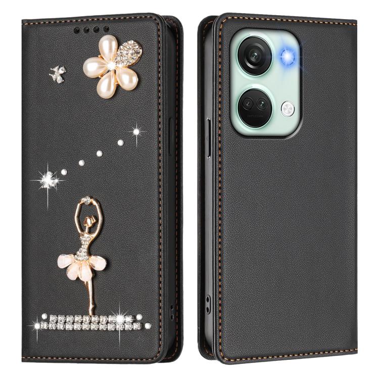 For OnePlus Nord 3 / Ace 2V Ballet Girl Diamond Studded RFID Vegan Leather Phone Case