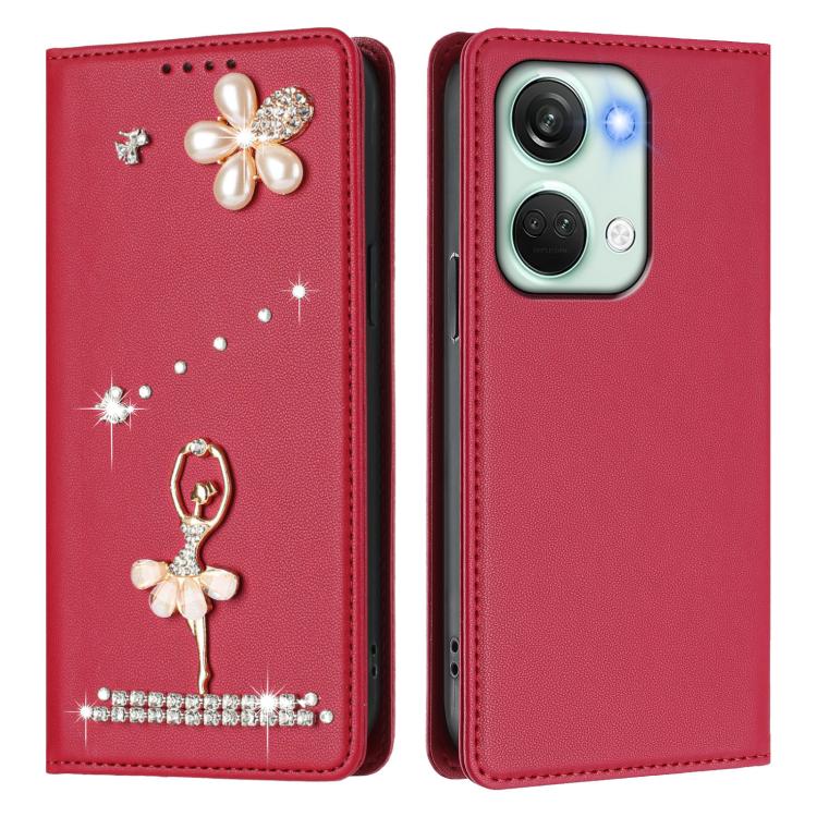 For OnePlus Nord 3 / Ace 2V Ballet Girl Diamond Studded RFID Vegan Leather Phone Case