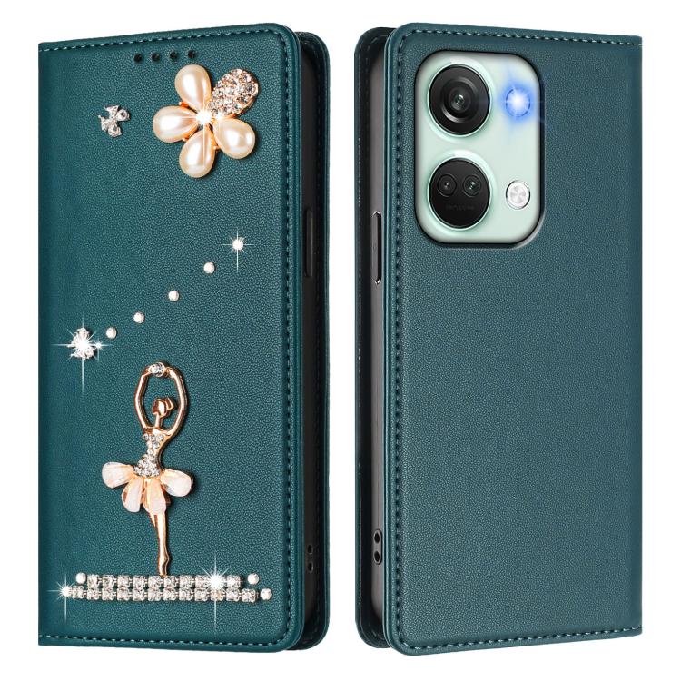 For OnePlus Nord 3 / Ace 2V Ballet Girl Diamond Studded RFID Vegan Leather Phone Case