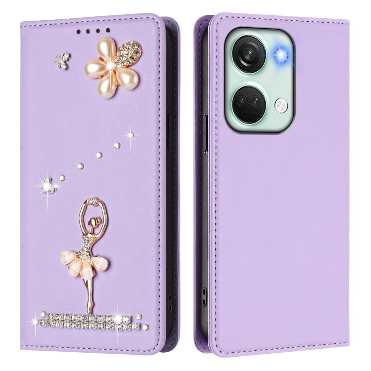 For OnePlus Nord 3 / Ace 2V Ballet Girl Diamond Studded RFID Vegan Leather Phone Case