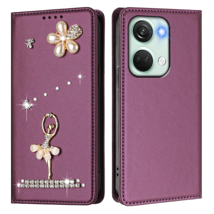 For OnePlus Nord 3 / Ace 2V Ballet Girl Diamond Studded RFID Vegan Leather Phone Case