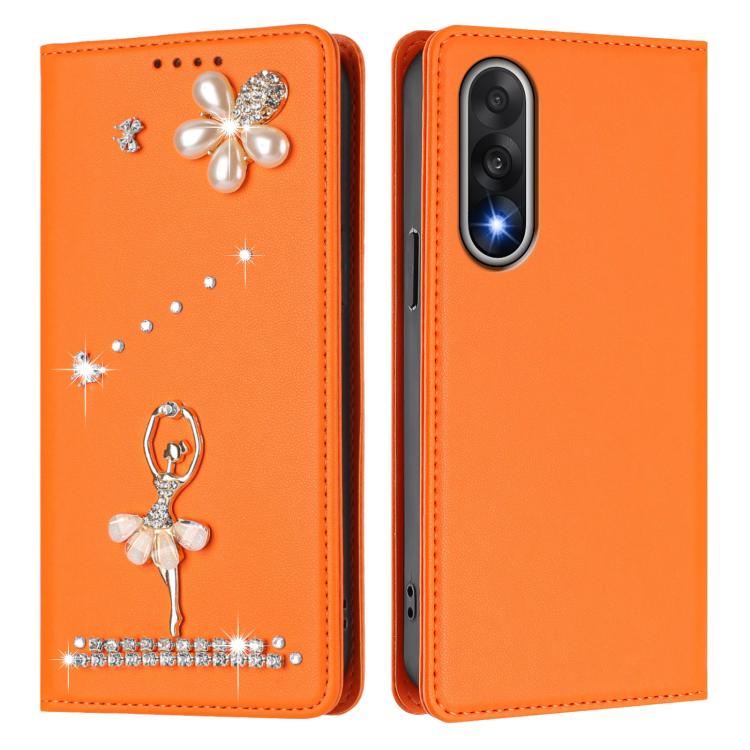 For OnePlus Nord 5 / ACE 5 Ultra Ballet Girl Diamond Studded RFID Vegan Leather Phone Case