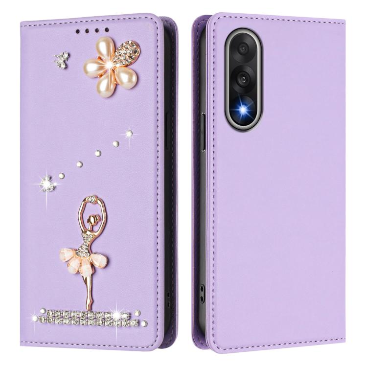 For OnePlus Nord 5 / ACE 5 Ultra Ballet Girl Diamond Studded RFID Vegan Leather Phone Case