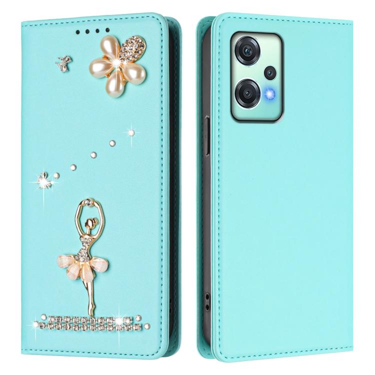 For OnePlus Nord CE 2 Lite 5G Ballet Girl Diamond Studded RFID Vegan Leather Phone Case