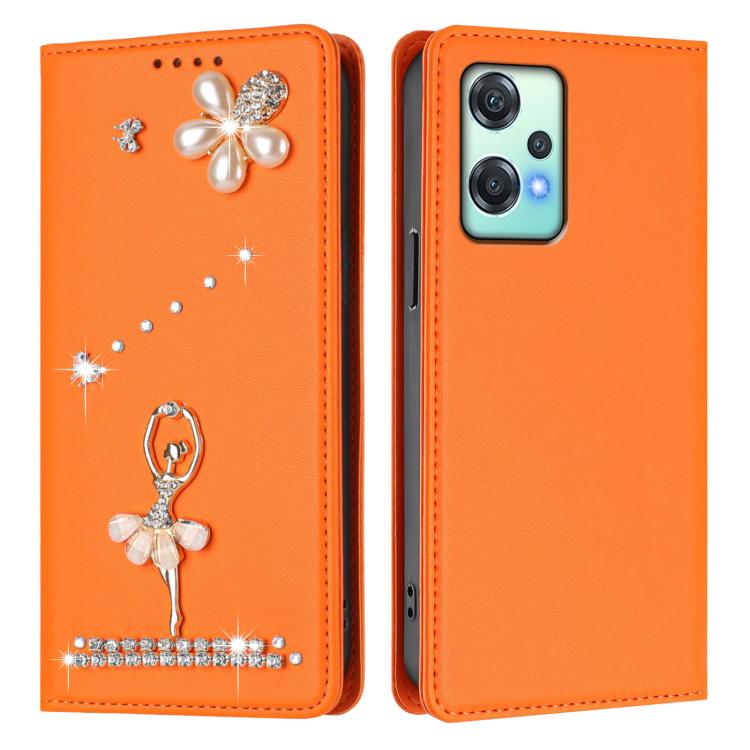 For OnePlus Nord CE 2 Lite 5G Ballet Girl Diamond Studded RFID Vegan Leather Phone Case
