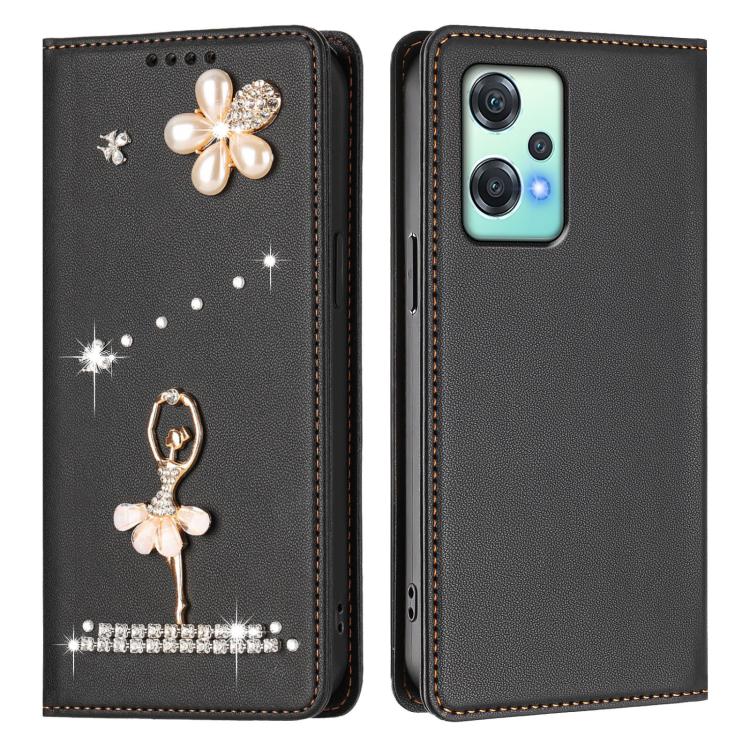 For OnePlus Nord CE 2 Lite 5G Ballet Girl Diamond Studded RFID Vegan Leather Phone Case