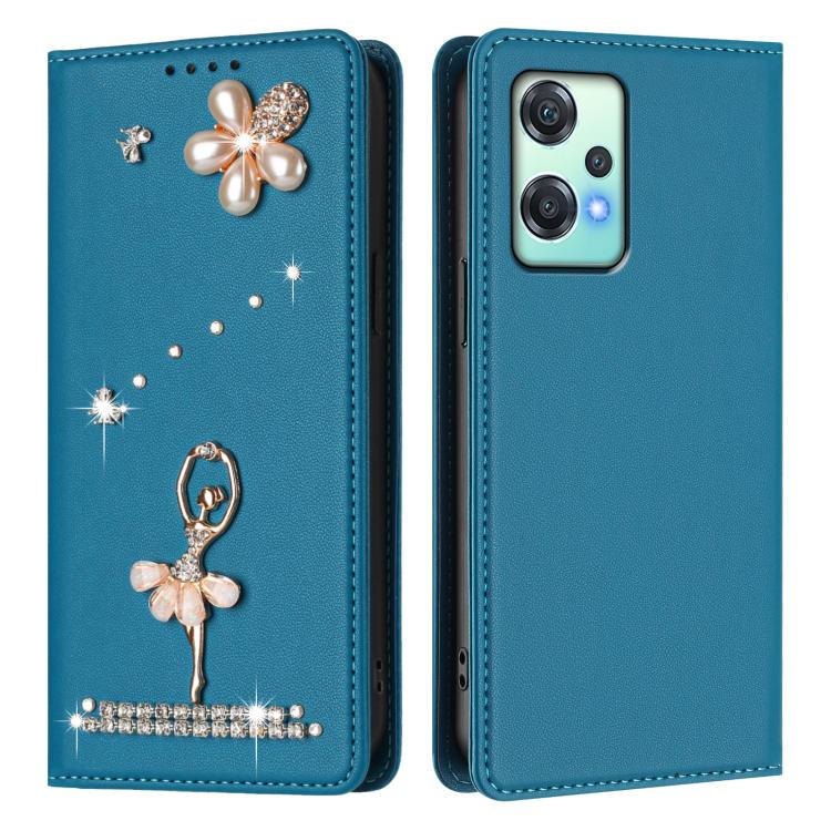 For OnePlus Nord CE 2 Lite 5G Ballet Girl Diamond Studded RFID Vegan Leather Phone Case