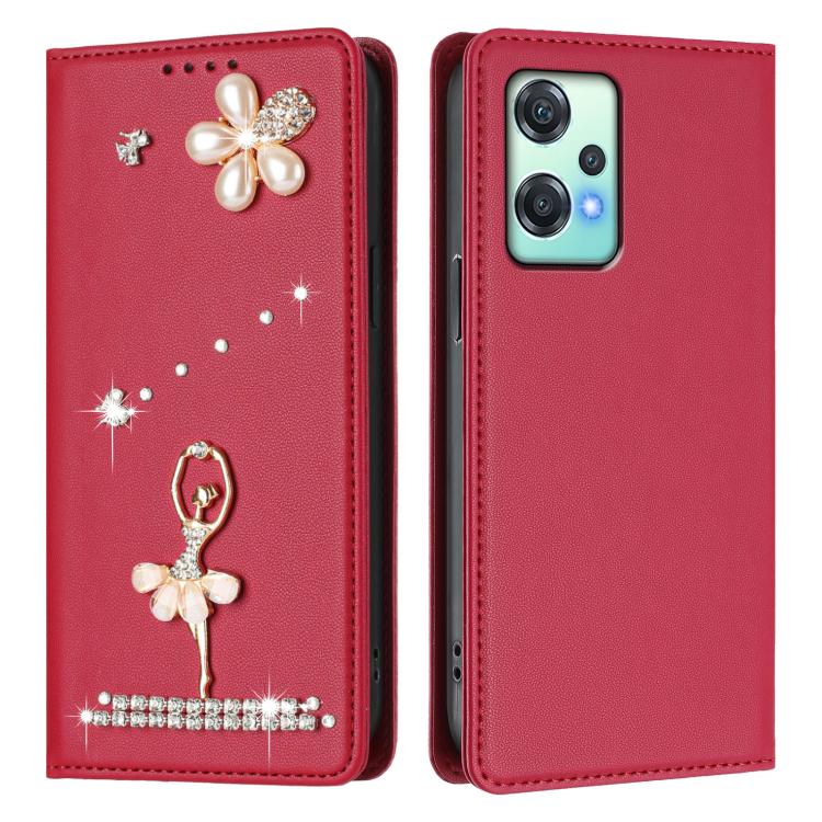 For OnePlus Nord CE 2 Lite 5G Ballet Girl Diamond Studded RFID Vegan Leather Phone Case