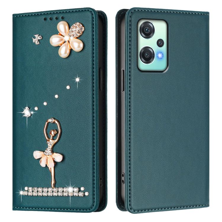 For OnePlus Nord CE 2 Lite 5G Ballet Girl Diamond Studded RFID Vegan Leather Phone Case
