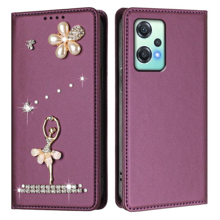 For OnePlus Nord CE 2 Lite 5G Ballet Girl Diamond Studded RFID Vegan Leather Phone Case