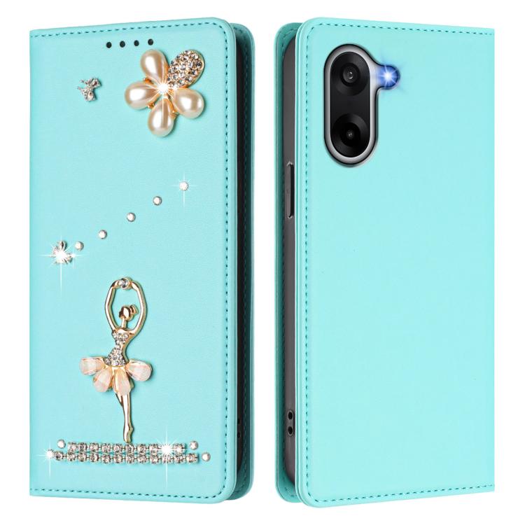 For OnePlus Nord CE5 / Ace 5 Racing Ballet Girl Diamond Studded RFID Vegan Leather Phone Case
