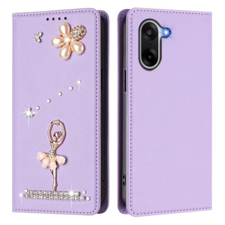 For OnePlus Nord CE5 / Ace 5 Racing Ballet Girl Diamond Studded RFID Vegan Leather Phone Case