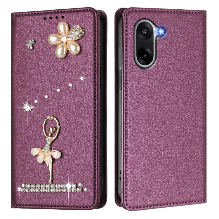 For OnePlus Nord CE5 / Ace 5 Racing Ballet Girl Diamond Studded RFID Vegan Leather Phone Case
