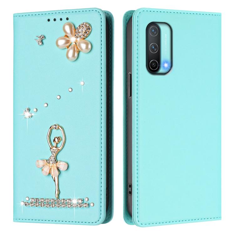 For OnePlus Nord CE 5G Ballet Girl Diamond Studded RFID Vegan Leather Phone Case