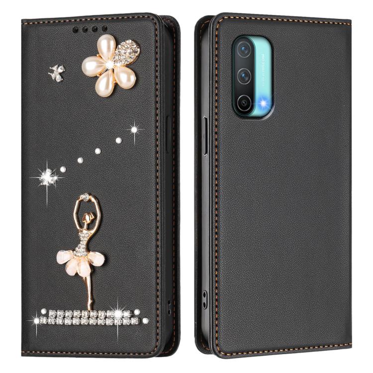 For OnePlus Nord CE 5G Ballet Girl Diamond Studded RFID Vegan Leather Phone Case
