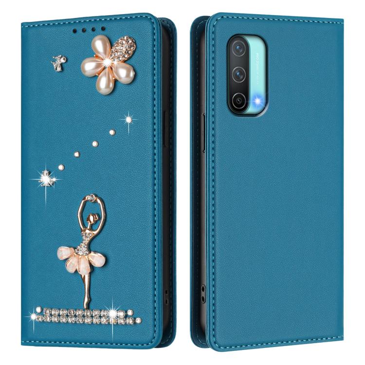 For OnePlus Nord CE 5G Ballet Girl Diamond Studded RFID Vegan Leather Phone Case