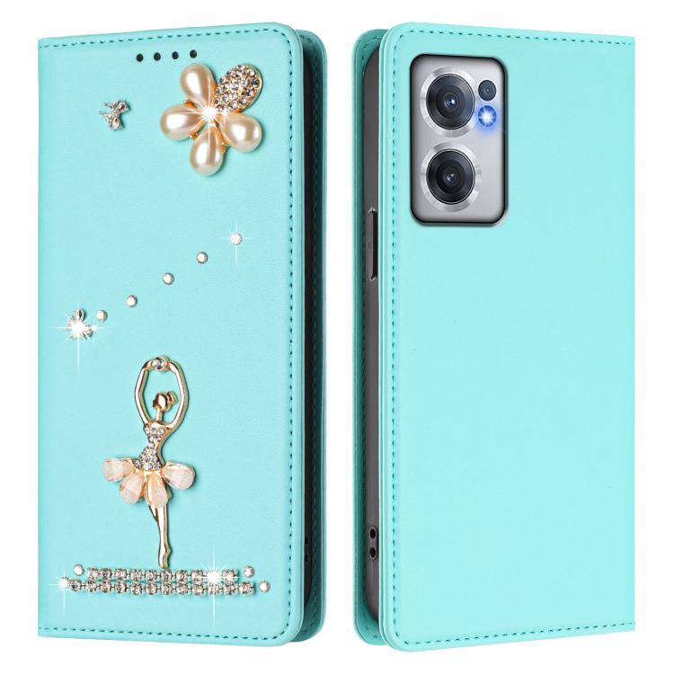 For OnePlus Nord CE 2 5G Ballet Girl Diamond Studded RFID Vegan Leather Phone Case