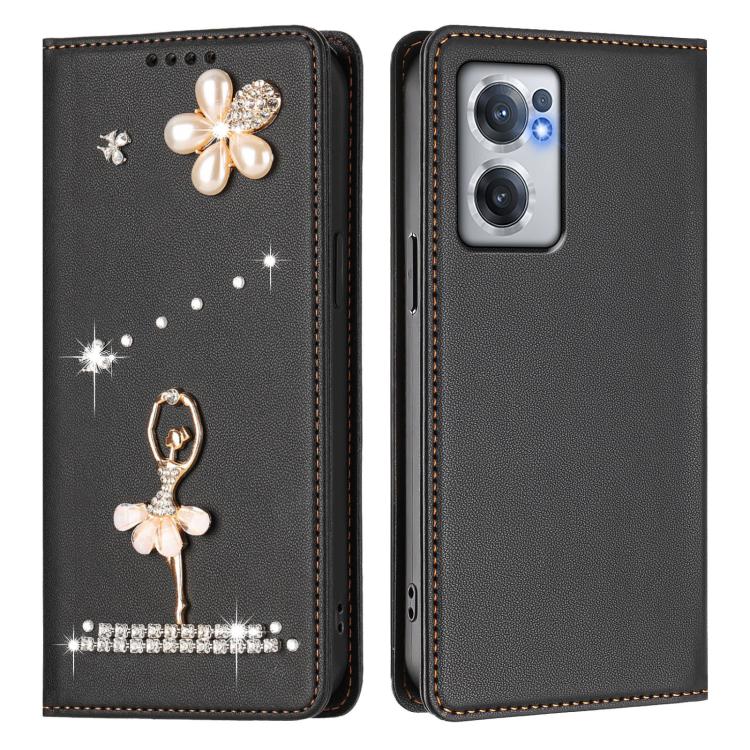 For OnePlus Nord CE 2 5G Ballet Girl Diamond Studded RFID Vegan Leather Phone Case