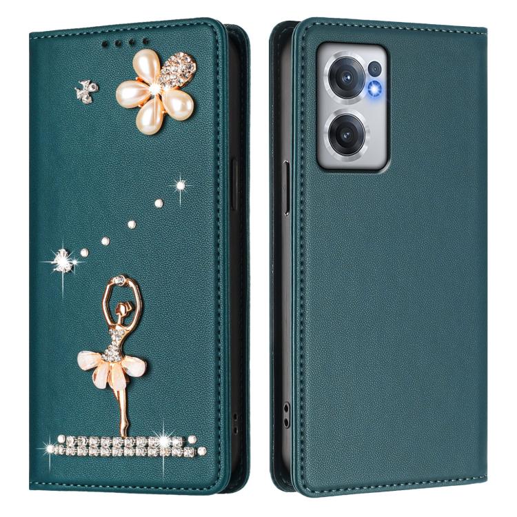 For OnePlus Nord CE 2 5G Ballet Girl Diamond Studded RFID Vegan Leather Phone Case