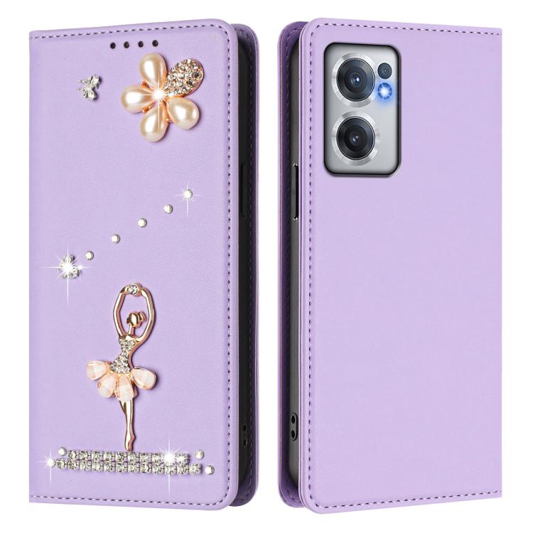 For OnePlus Nord CE 2 5G Ballet Girl Diamond Studded RFID Vegan Leather Phone Case